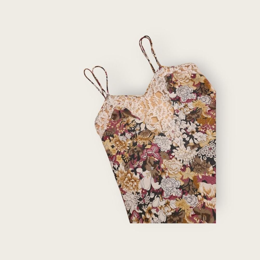 Vintage 90s Victoria's Secret pastel floral lace spaghetti strap mini slip dress - Picture 3 of 5